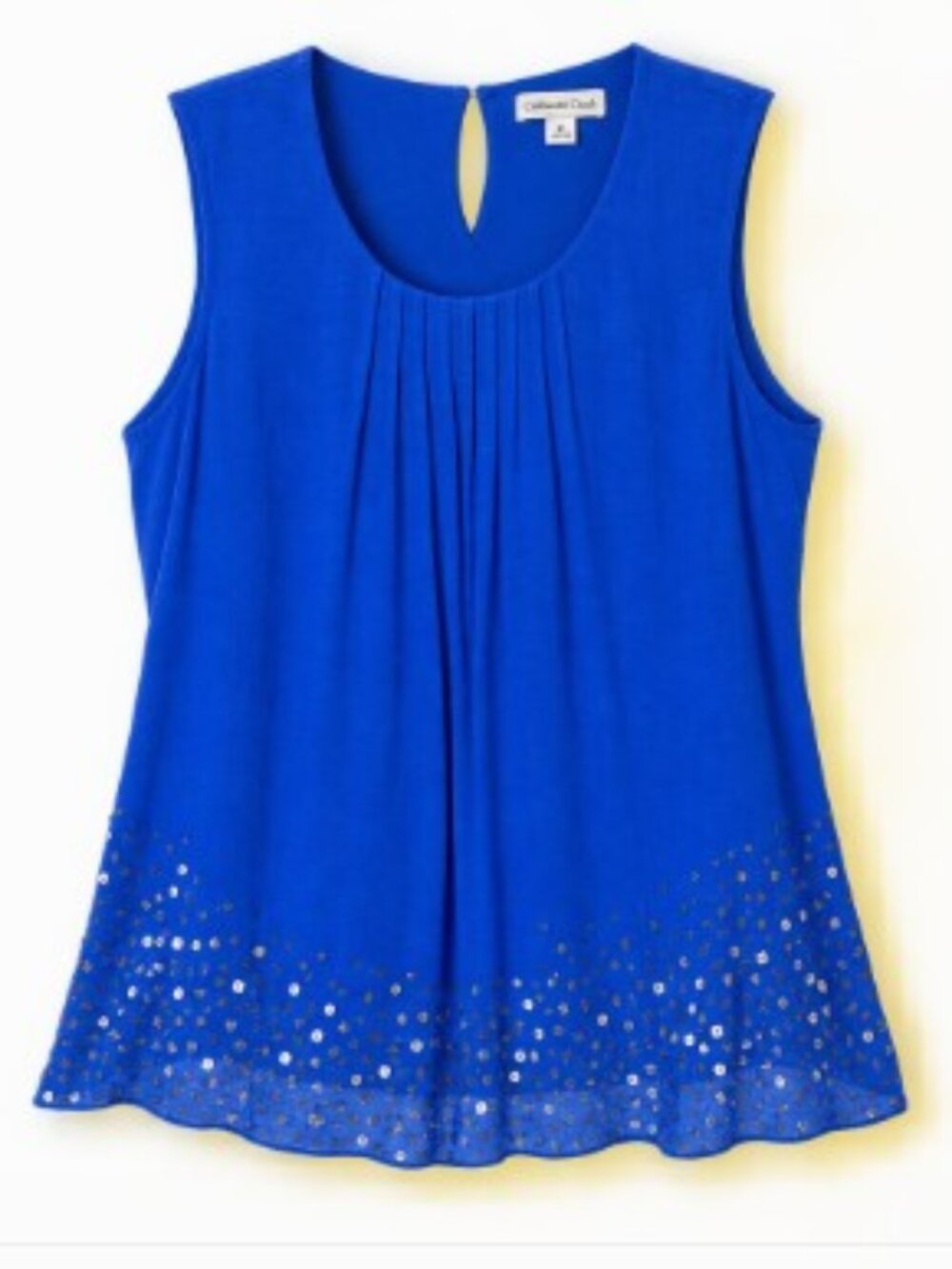 Coldwater Creek Cornflower Blue Embellished Tank Top M 10/12 Pleated